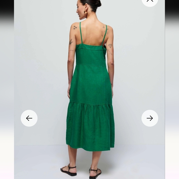 NATION LTD MIDI DRESS STRAPPY ORGANIC LINEN FRONT BUTTON SZ MEDIUM EUC - Picture 3 of 16